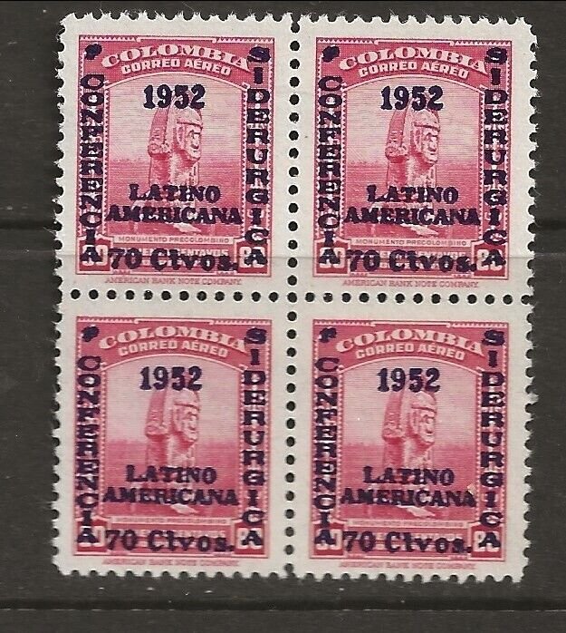 Colombia Sc C226 NH block of4 issue of 1952 