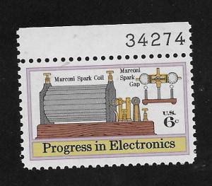 SC# 1500 -  (6c) - Electronics Progress, Marconi Coil, plate # single, MNH