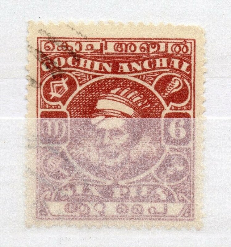 India Cochin 1943 Early Issue used Shade of 6p. NW-16020