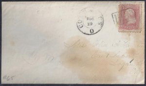 US 1860's CIVIL WAR COVER WITH DOUBLE FANCY TRIANGLE OVER PRISON BAR CANCEL