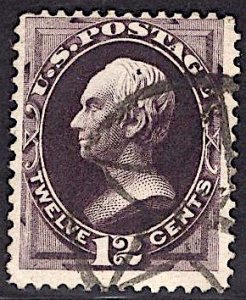 US Stamp #162 12c Clay USED SCV $135. Crisp, Cool Cancel.