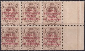 Spanish Morocco 1916 Sc 53 margin block of 6 MNH**
