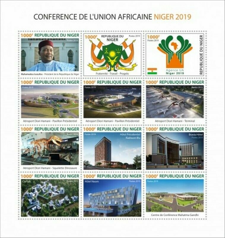 Niger - 2019 African Union Conference Niger - 12 Stamp Sheet - NIGLC190101a