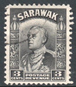 Sarawak Scott 112 - SG108, 1934 Sir Charles Vyner Brooke 3c Black used