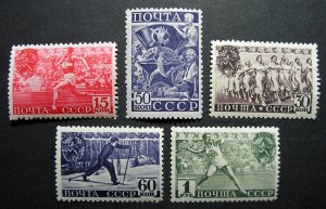 Russia 1940 #784-788 MH OG Russian USSR Sports Festival Comb Perf Set $512.30!!