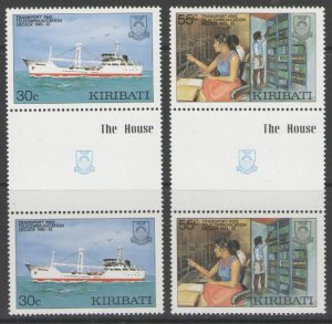 KIRIBATI SG268/9 1987 TRANSPORT & TELECOMMUNICATIONS GUTTER PAIRS MNH