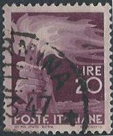 Italy 474 (used) 20 lire torch, dk red vio (1945)