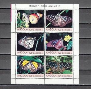 Angola, 2000 Cinderella issue. Butterflies, sheet of 6.