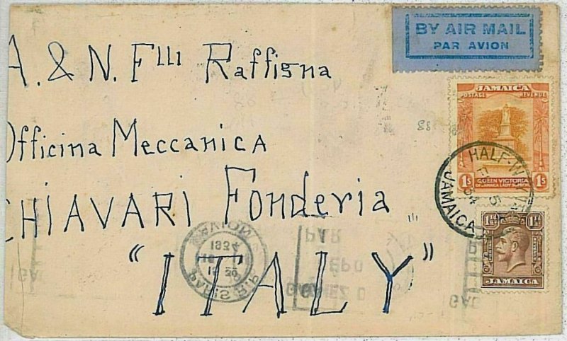 34874  - JAMAICA - POSTAL HISTORY - Airmail COVER: HALFWAY TREE to ITALY 1934