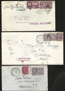 US 1930s THREE SPECIAL DELIVERY NEW YORK COVERS ONE WITH FEE CLAIMED