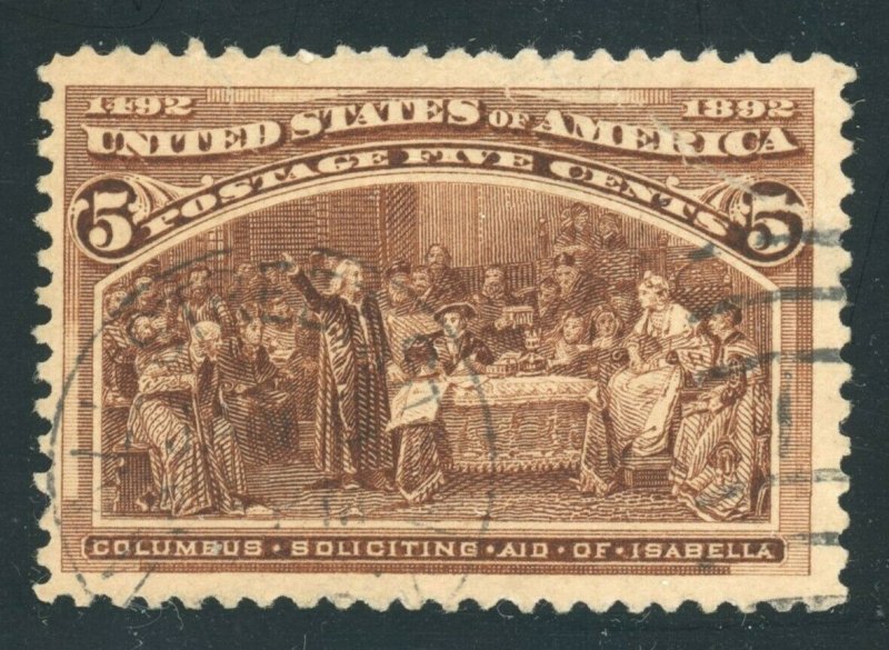 US Stamp #234 Columbian Exposition 5c - USED - CV $8.50