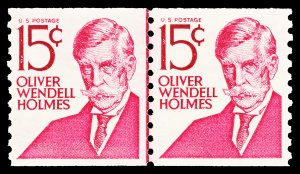 Scott 1305E 15c Holmes Type I Coil Line Pair Mint VF NH Cat $4.50