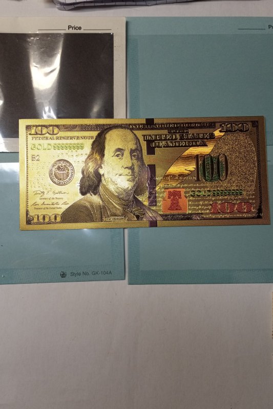 24k Gold $100 Note Bill Benjamin Franklin #1 24K Gold