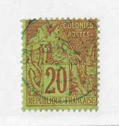 French Colonies Sc #52 20c used with dated CDS VF