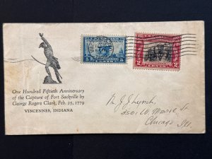 1929 2c George Rogers Clark Vincennes Sc# 651 FDC Planty 10B 1st Shockley Cachet