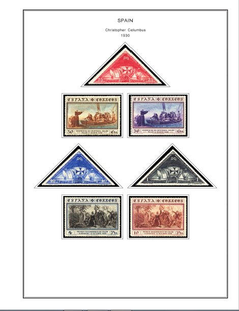 COLOR PRINTED SPAIN 1850-1940 STAMP ALBUM PAGES (42 illustrated pages)