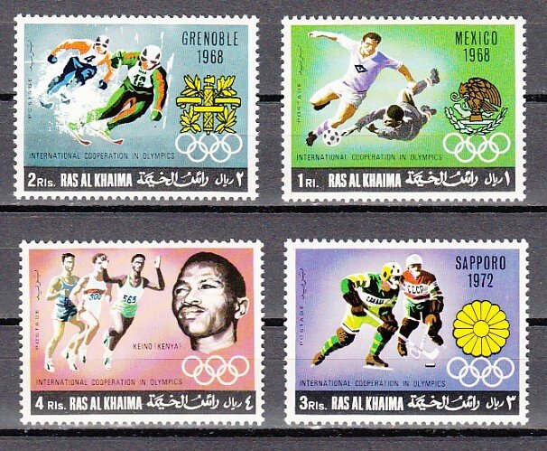 Ras Al Khaima, Mi cat. 312-315 A. Olympics & Soccer issue. ^