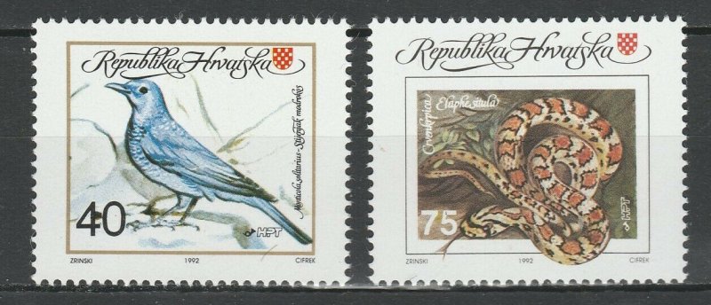 Croatia 1992 Fauna Birds Snakes 2 MNH stamps