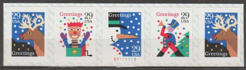 #2799A,  PNC-5 (PL# V1111111). Christmas Contemporary MNH .29 cent