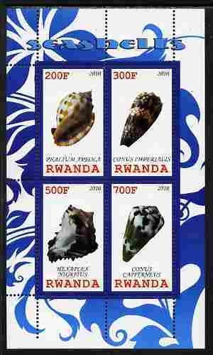 RWANDA - 2010 -  Sea Shells #1 - Perf 4v Sheet - MNH - Private Issue