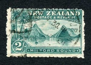 New Zealand SG269 2/- Blue-green No Wmk Perf 11 (Crease) Cat 55 pounds