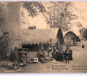 CONGO Belgium Cols #38 BALEKE VILLAGE Ethnic PPC Postal Stationery 10c Card WB58