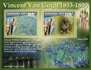 Stamps.Art,Painting Vincent Van Gogh 2023 year 1+1 sheets perf Tanzania NEW