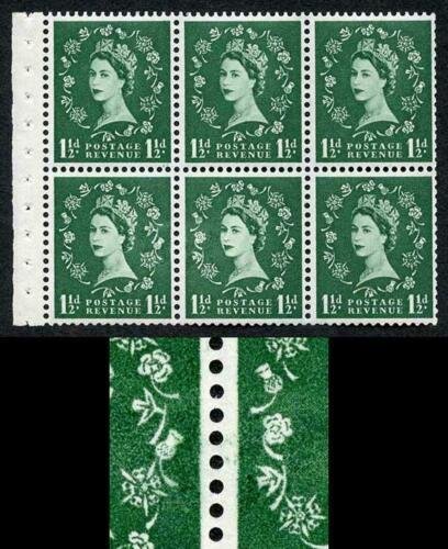 SB62e 1 1/2d Wmk Edward Upright with Major Re-touch Booklet Pane of 6 U/M 