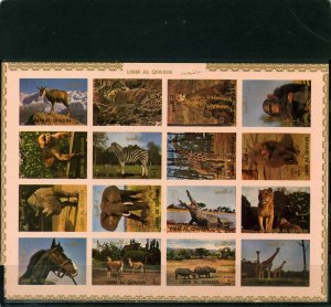 UMM AL QIWAIN 1972 WILD ANIMALS SHEET OF 16 STAMPS IMPERF. MNH