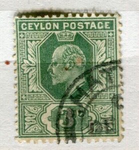 CEYLON; 1904 early Ed VII issue fine used 3c. value