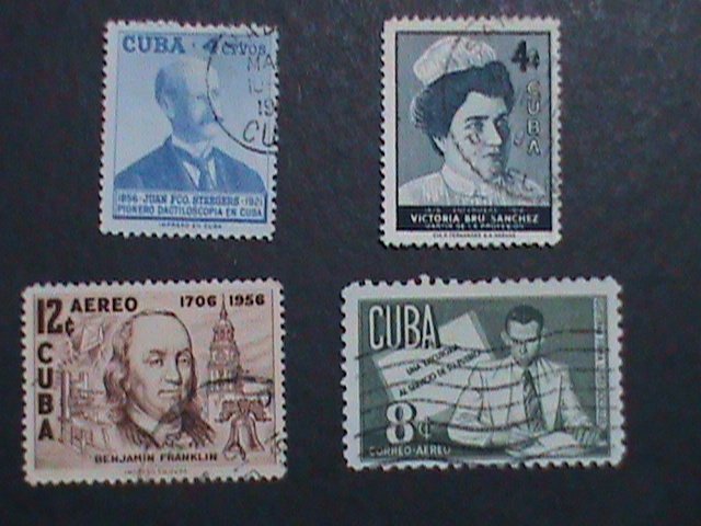 ​CUBA FOUR FAMOUS PERSONS VERY OLD USED CUBA-STAMP-VF WE SHIP TO WORLD WIDE