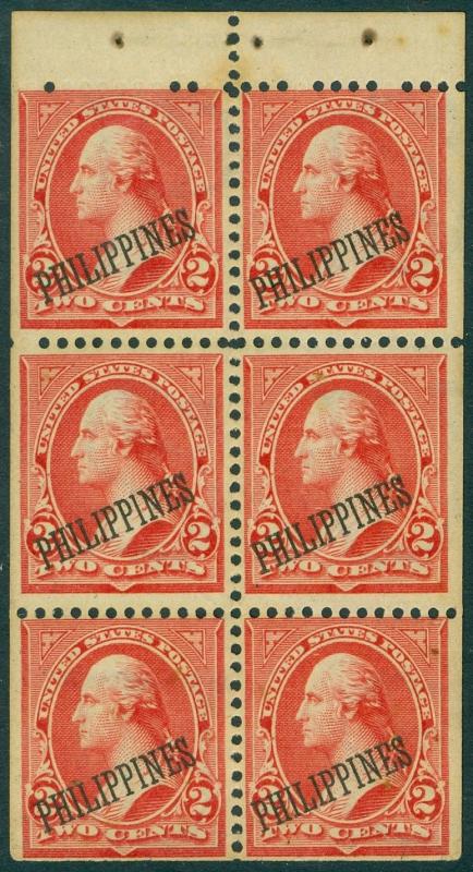 EDW1949SELL : PHILIPPINES 1899 Scott #214b Bklt pane. Mint, Very Fresh Cat $250