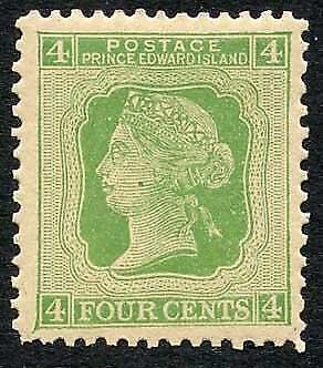 Prince Edward Island SG39 4c yellow-green (toned) U/M Cat 12 pounds 