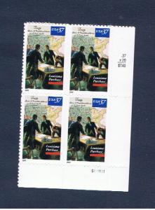 #3782 MVFNH S/A plate block of 4 Louisiana Purchase