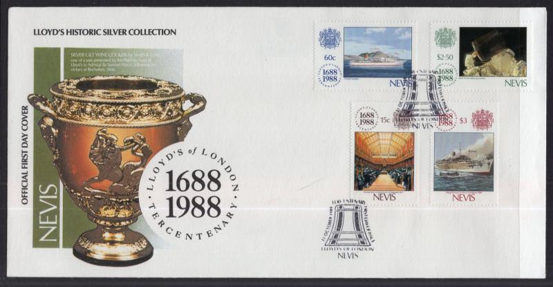 Nevis 586-589 Lloyd's List U/A FDC