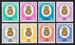 Isle of Man J17-J24,MNH.Michel P17-P24. Postage Due stamps 1982.Coat of Arms.