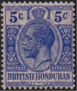 British Honduras 1915	 5c bright blue MH