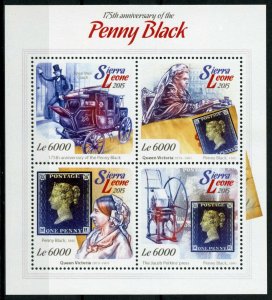 Sierra Leone Penny Black Stamps 2015 MNH Rowland Hill Queen Victoria 4v M/S