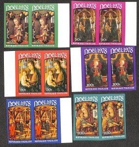 Togo 1978, Christmas 6v, imperforated pairs, MNH