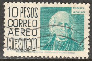 MEXICO C216, $10P 1950 DEFINITIVE 2nd ISSUE, HORIZ WMK (300) USED F-VF. (871)