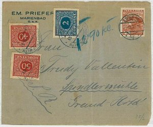 29656 AUSTRIA - POSTAL HISTORY: COVER to Czechoslovakia TAXED ON ARRIVAL 1936-