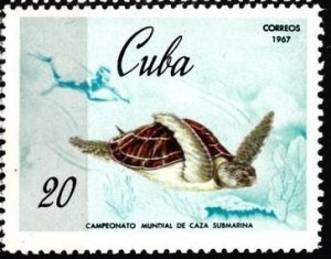 CUBA Sc# 1281 MARINE LIFE underwater fishing  GREEN TURTLE  20c  1967  MNH