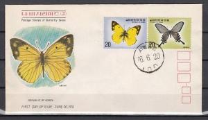 South Korea, Scott cat. 1008-1009. Butterflies issue on a First day cover. ^