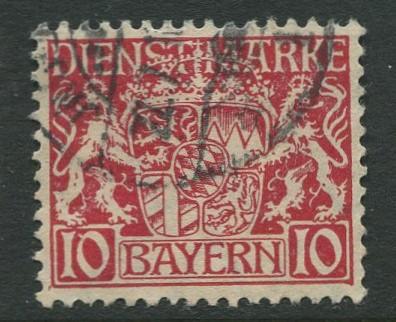 Bavaria -Scott O10- Coat of Arms -1916-17 - Used - 10pf Stamp