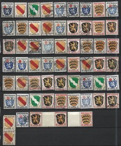 COLLECTION LOT 6689 GERMANY OCCUPIED FRENCH ZONE 60 STAMPS 1945+ CLEARANCE