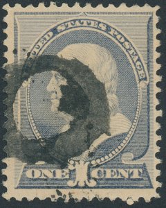 US 212 1 cent Franklin; Used; Circle fancy cancel -- See details and scans