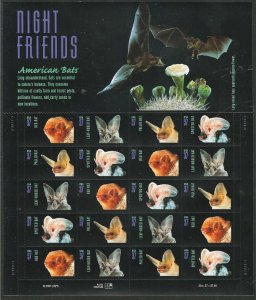 PCBstamps   US #3661/3664 Sheet $7.40(5x4x37c)American Bats, 2002, MNH, (2)