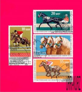 GERMANY DDR GDR 1974 Horse Racing Horsemen Equestrian Sports 4v Sc1570-1573 CTO