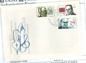 German Democratic Republic (DDR)  1989 Birth anniversaries stamps; three stamps, famous people