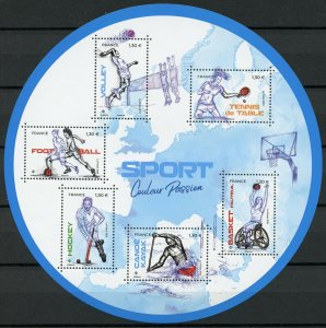 France 2019 MNH Sports Colour Passion 6v M/S Football Table Tennis Hockey Stamps 